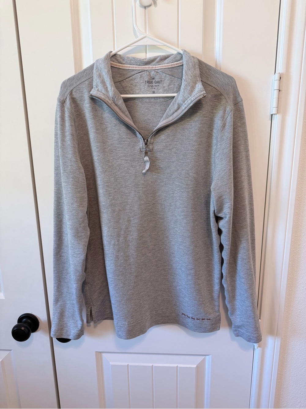 True Grit Mens M Gray Quarter Zip Pullover Golf Casual Lightweight
